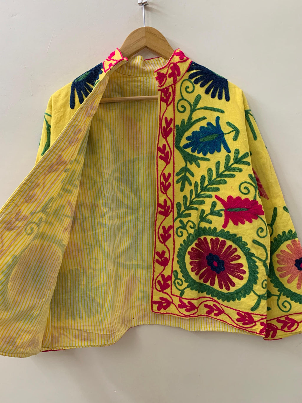 Hippie Cotton Vintage Suzani Short Jacket | Spring embroidery Jacket | Suzani Bomber Coat | Outerwear | Cotton Summer Jacket | Gift For Her