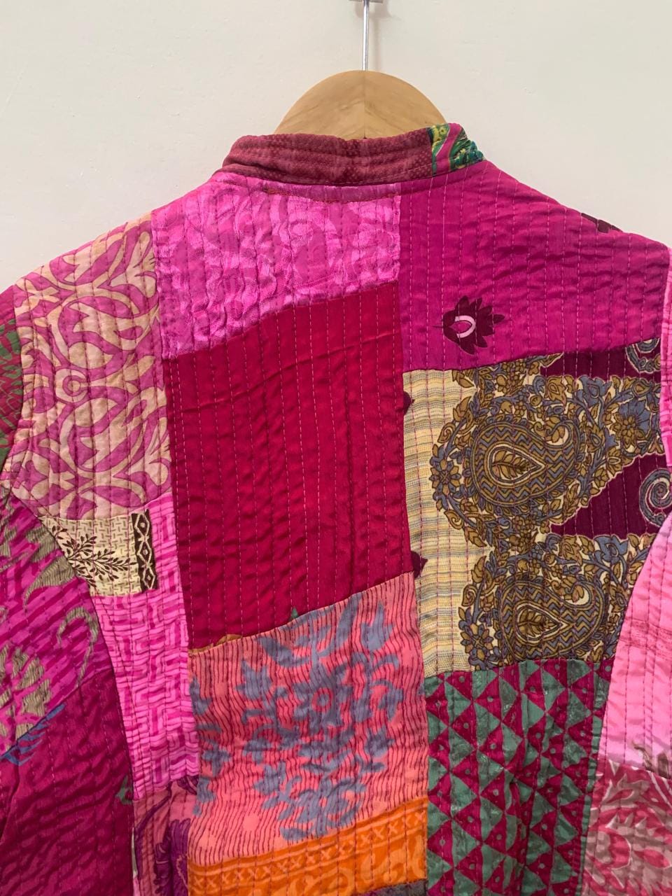 Handmade Silk Patchwork Jacket | Quilted Short Coat | Vintage Fabric Button-Up Jacket | Colorful Festival Outerwear | Bohemian Silk Jacket