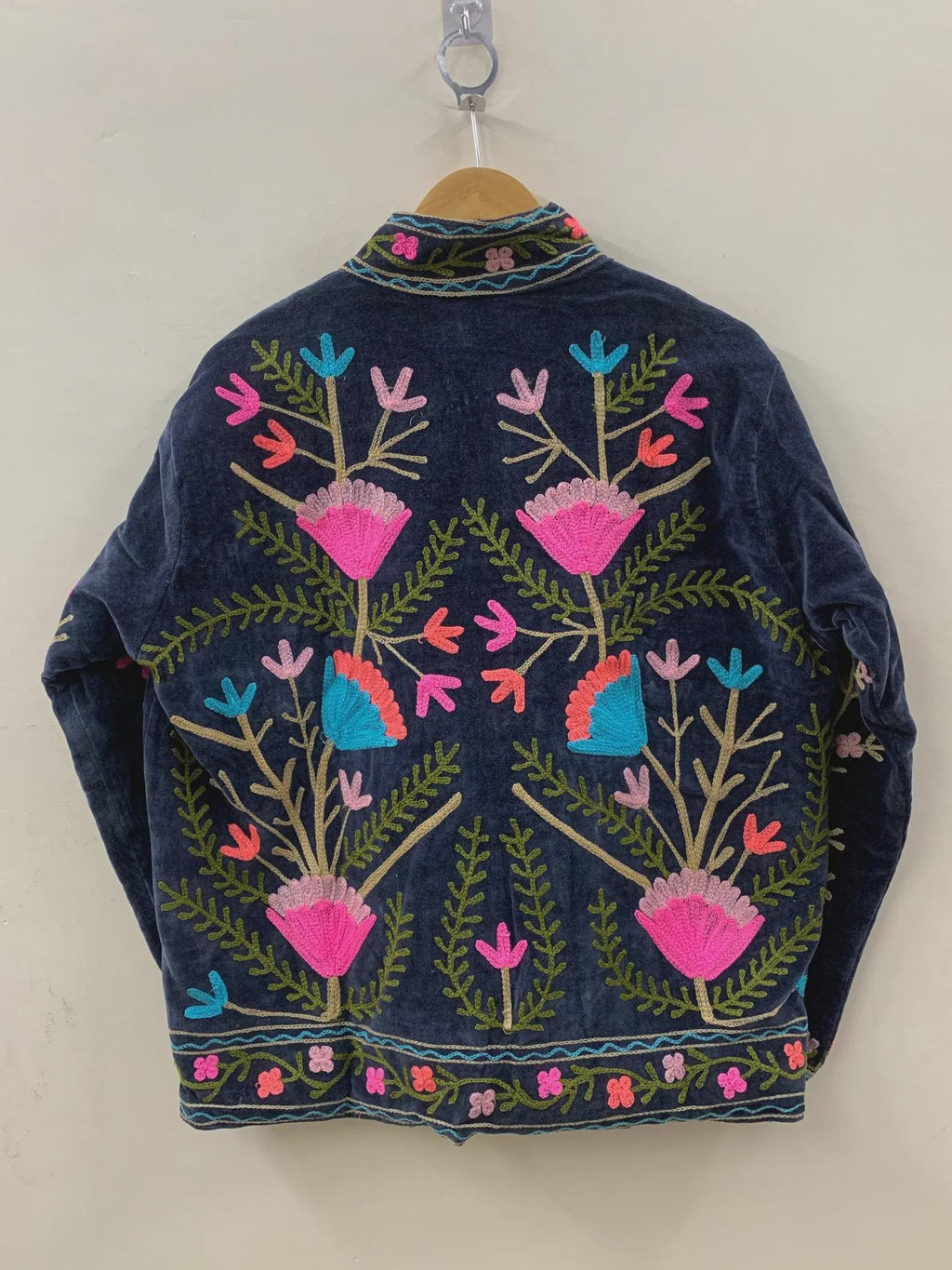 Velvet Suzani Jacket | Floral Embroidered Jacket | Winter Warm Coat | Handmade Jacket | Gift for Her | Winter Kimono Jacket