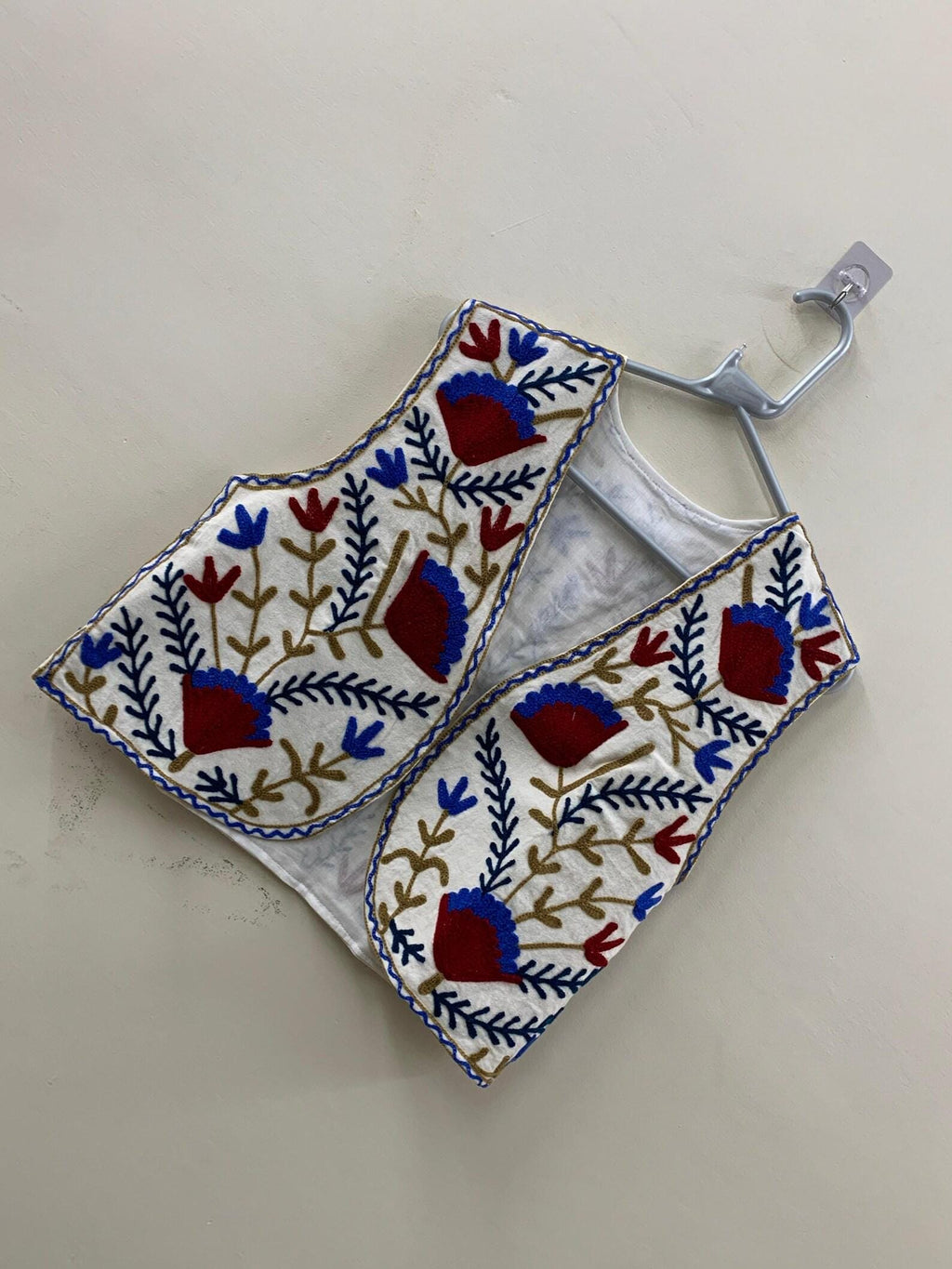Hand-Embroidered Suzani Cotton Vest Top | Boho Floral Waistcoat | Cotton Lined Ethnic Sleeveless Jacket | Handmade Bohemian Vest