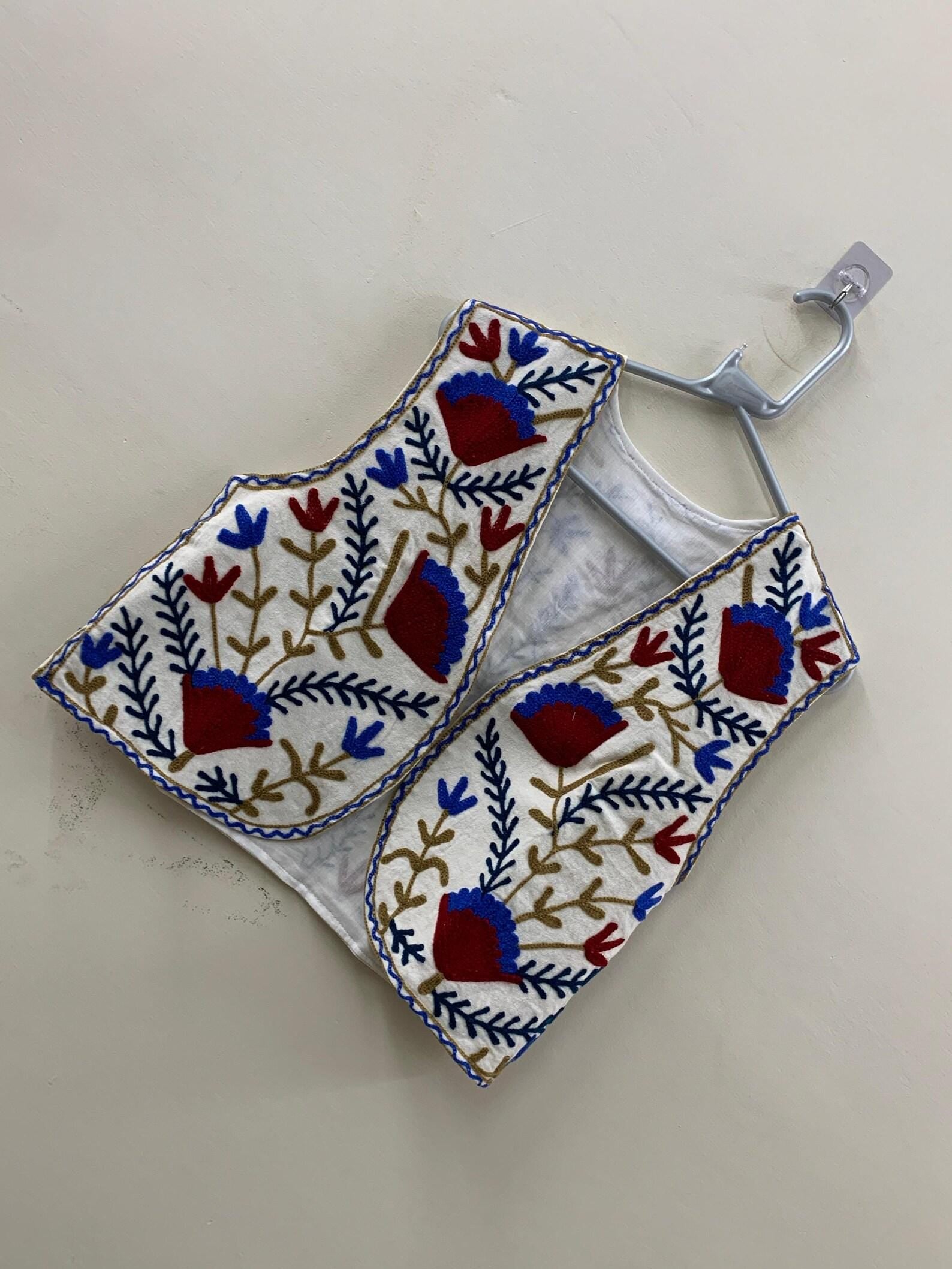 Hand-Embroidered Suzani Cotton Vest Top | Boho Floral Waistcoat | Cotton Lined Ethnic Sleeveless Jacket | Handmade Bohemian Vest