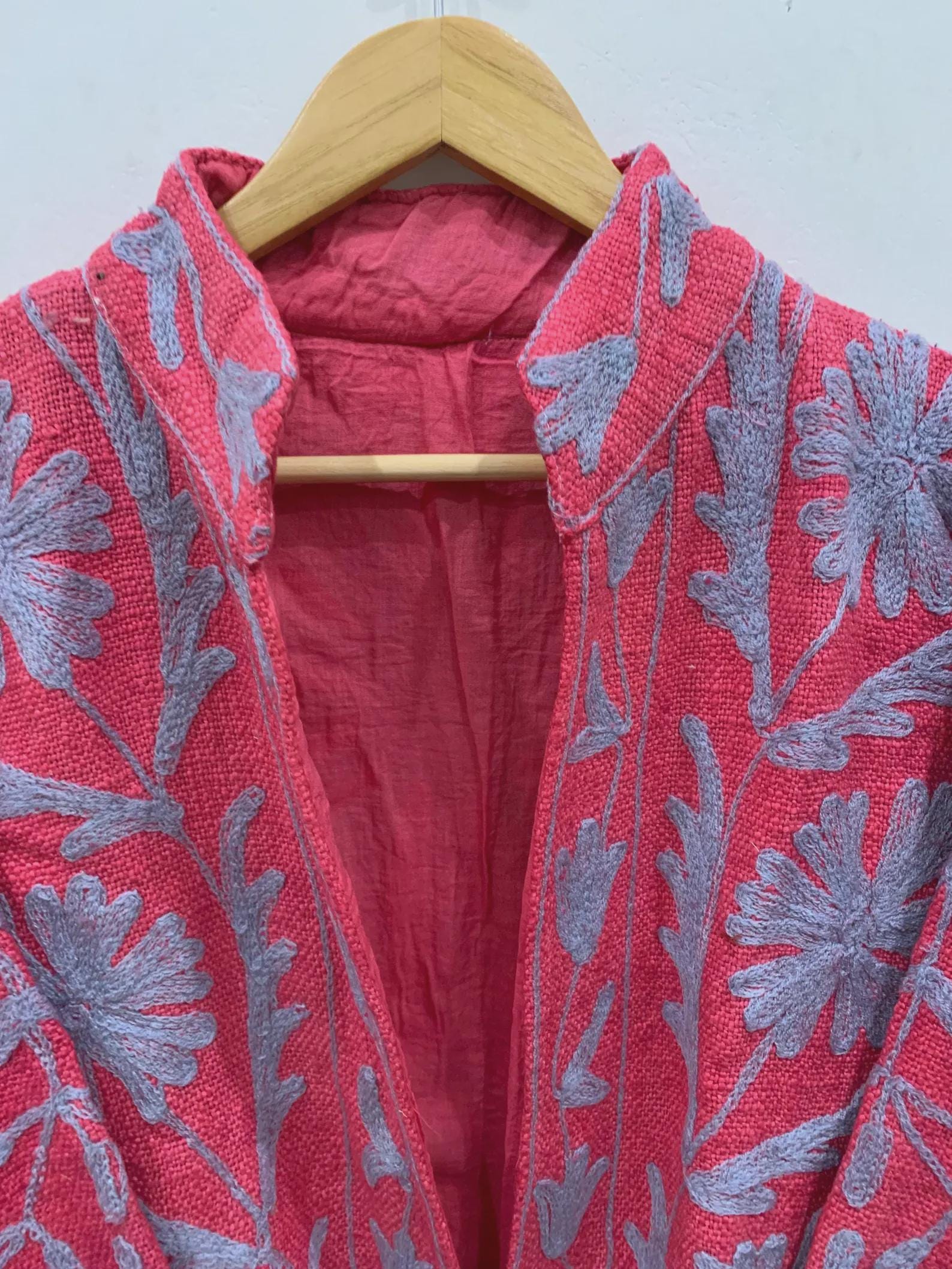 Floral Suzani TNT Fabric Short Jacket | Long Sleeve Spring Bomber Jacket | Gift For Her