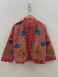 Suzani TNT Fabric Short Boho Jacket | Long Sleeve Button Winter Coat | Short Jacket | Spring Bomber Jacket | Gift For Her | TNT Coat