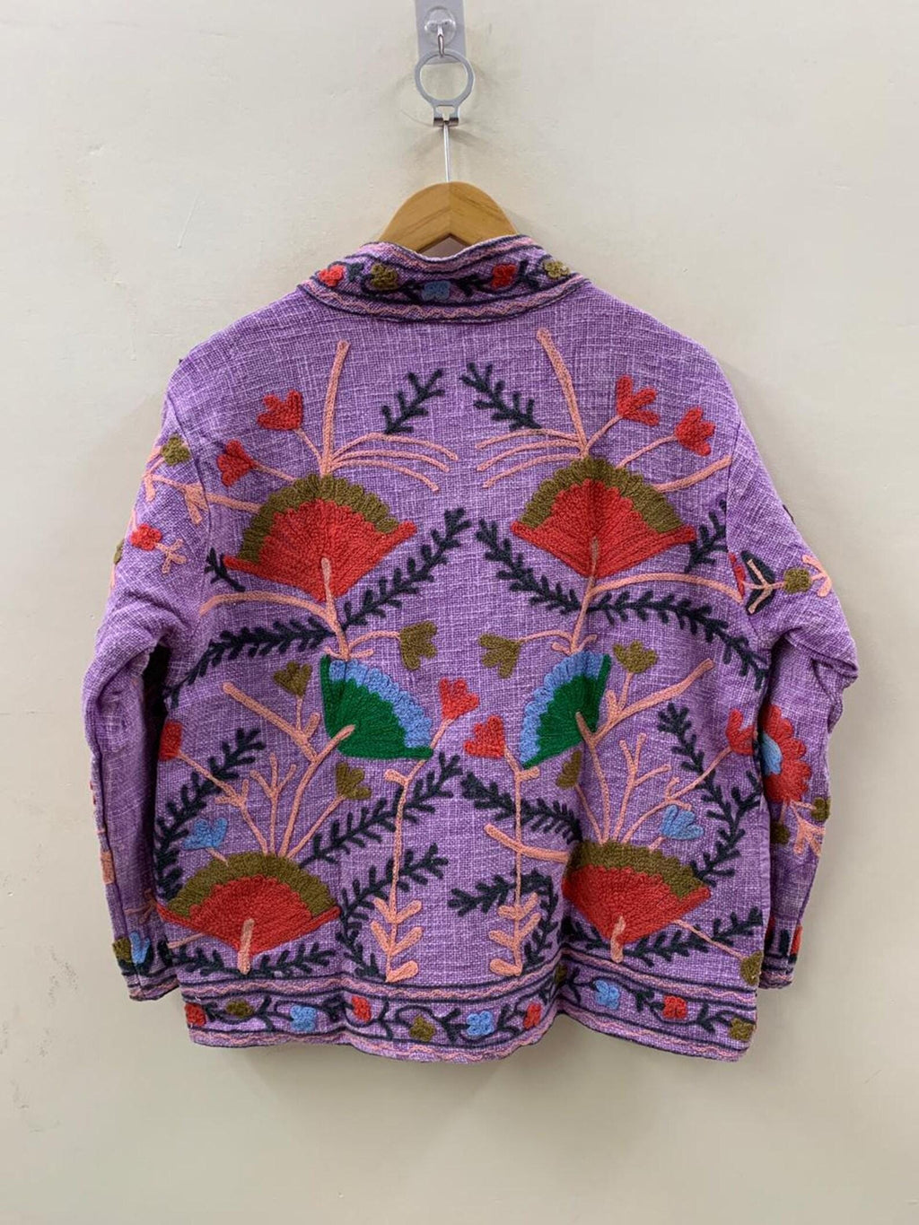 Purple Vintage Suzani Short Jacket | Handmade Embroidered Boho Coat | Gift For Her