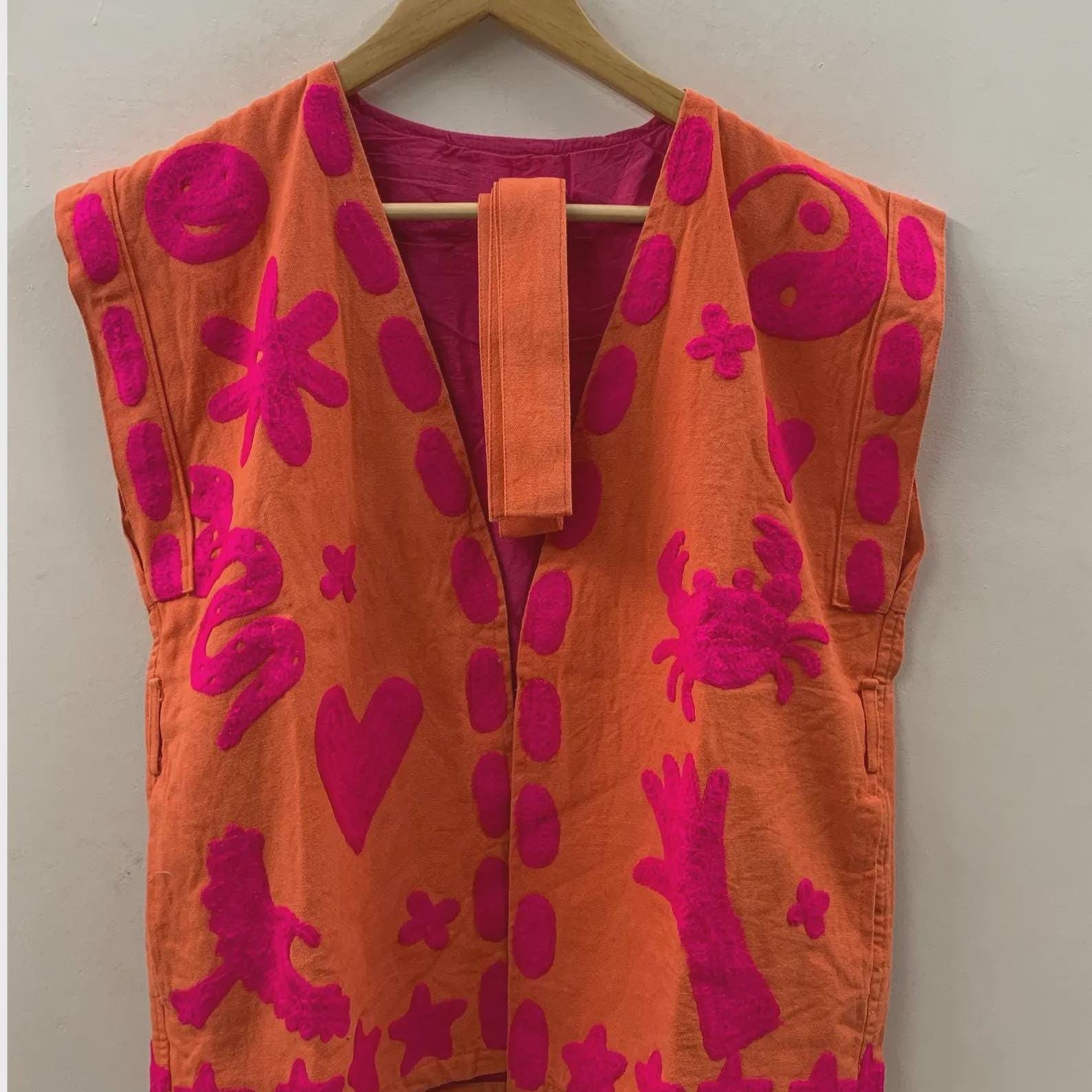 Velvet Suzani Embroidered Vest with Belt | Festival Waistcoat | Handmade Ethnic Jacket | Sleeveless Bohemian Layer | Gypsy Vest