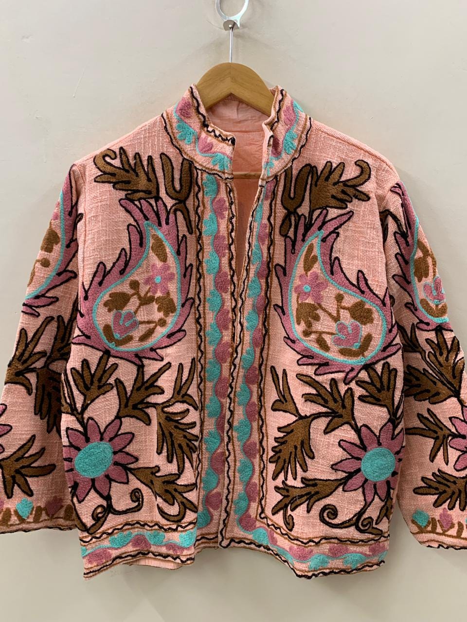 Floral Suzani TNT Fabric Short Jacket | Long Sleeve Spring Bomber Jacket | Gift For Her