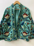 Green TNT Suzani Jacket Women | Short Ethnic Bomber Jacket | Vintage Button Winter Coat | Boho Festival Wear | Handmade Suzani Gift for Her
