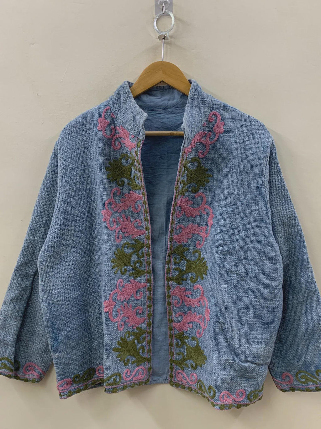 Embroidered TNT Suzani Short Summer Jacket | Floral Coat Robe | Ethnic Uzbek Textile | Festival Kimono Jacket |Warm Outerwear |Gift For Her