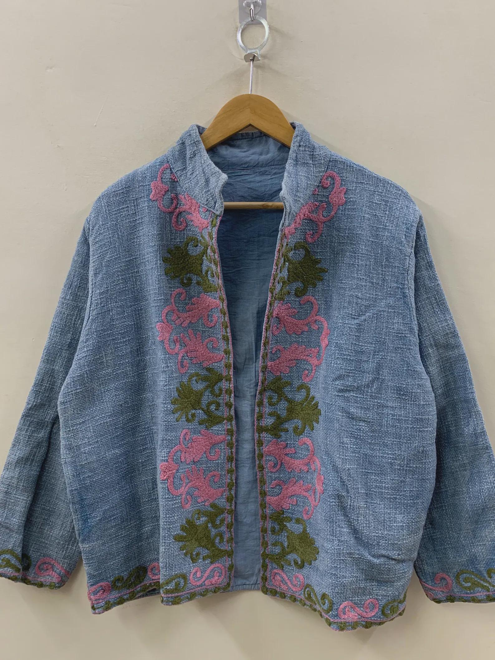 Embroidered TNT Suzani Short Summer Jacket | Floral Coat Robe | Ethnic Uzbek Textile | Festival Kimono Jacket |Warm Outerwear |Gift For Her