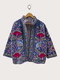 Uzbek Suzani Velvet Jacket | Hand Embroidered Floral Coat | Bohemian Festival Outerwear | Vintage Women’s Blazer