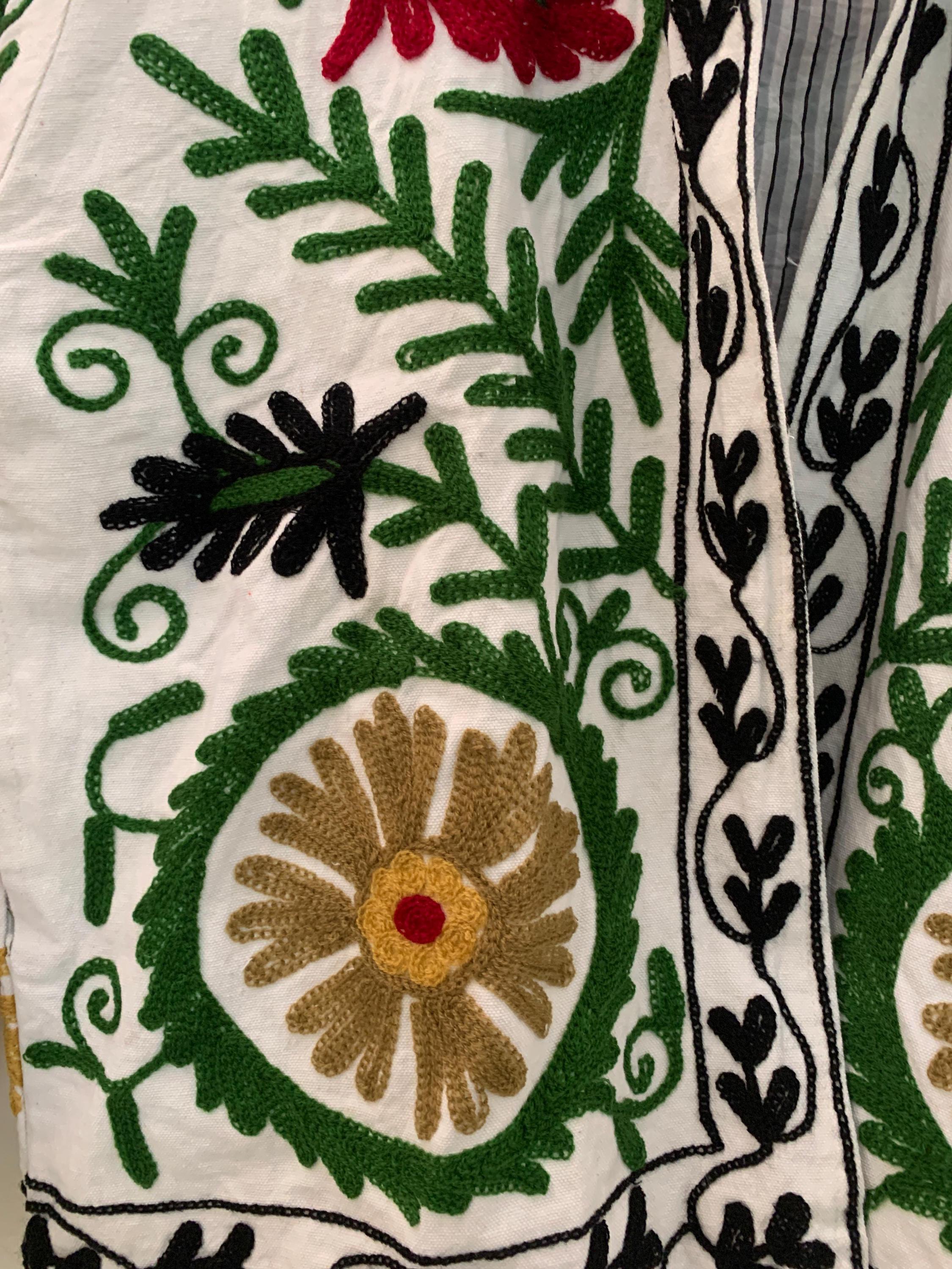 Handmade Suzani Embroidered Short Jacket | Vintage Uzbek Floral Coat