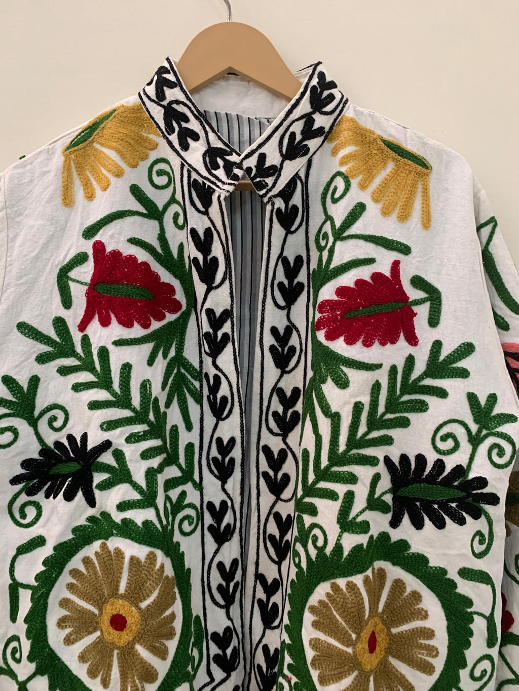 Handmade Suzani Embroidered Short Jacket | Vintage Uzbek Floral Coat
