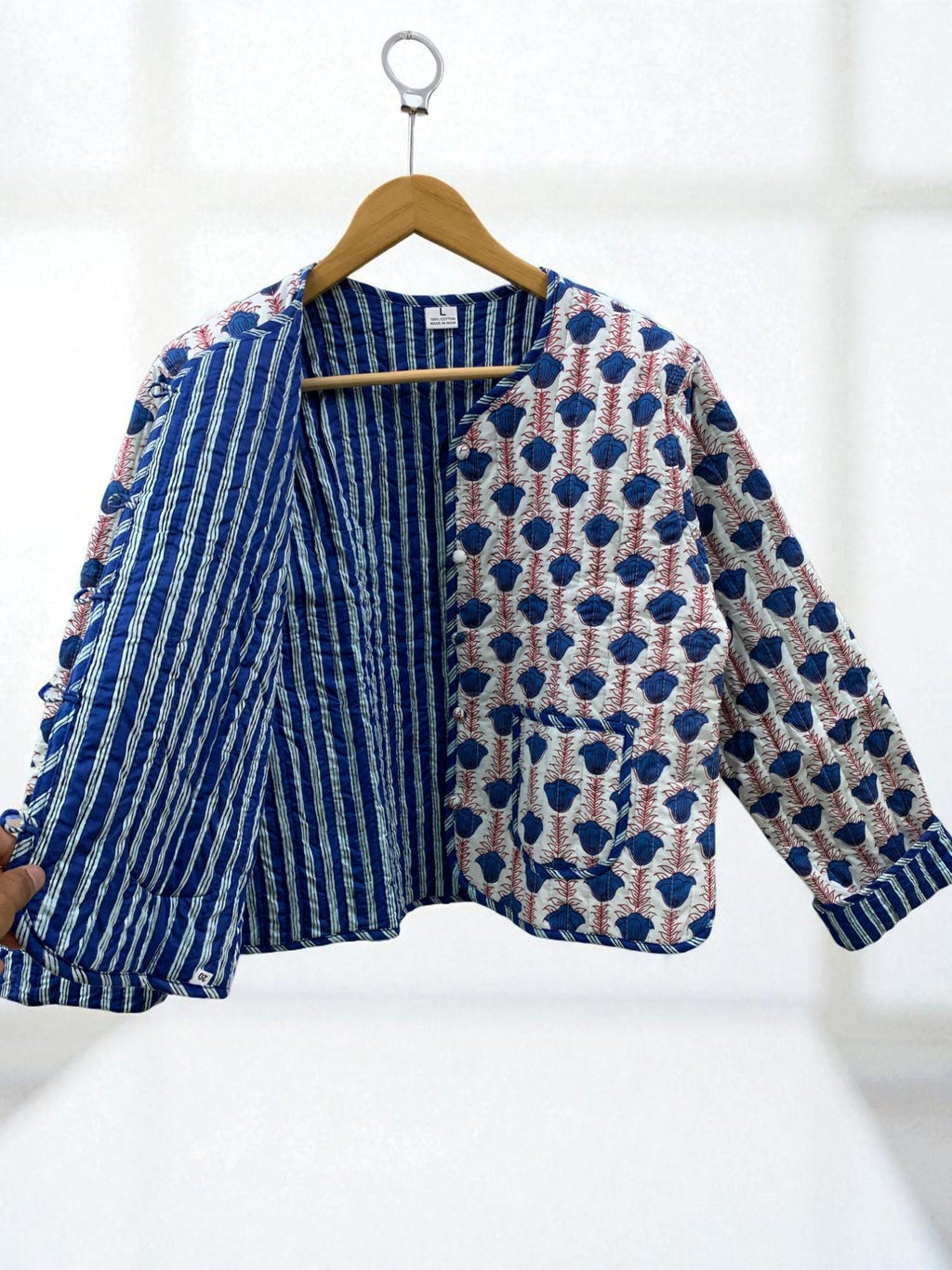 Women's Cotton Quilted Cropped Boho Jacket |Outerwear | Printed Lightweight Cropped Jacket | Spring Jacket | Bomber Jacket | Gift For Her |