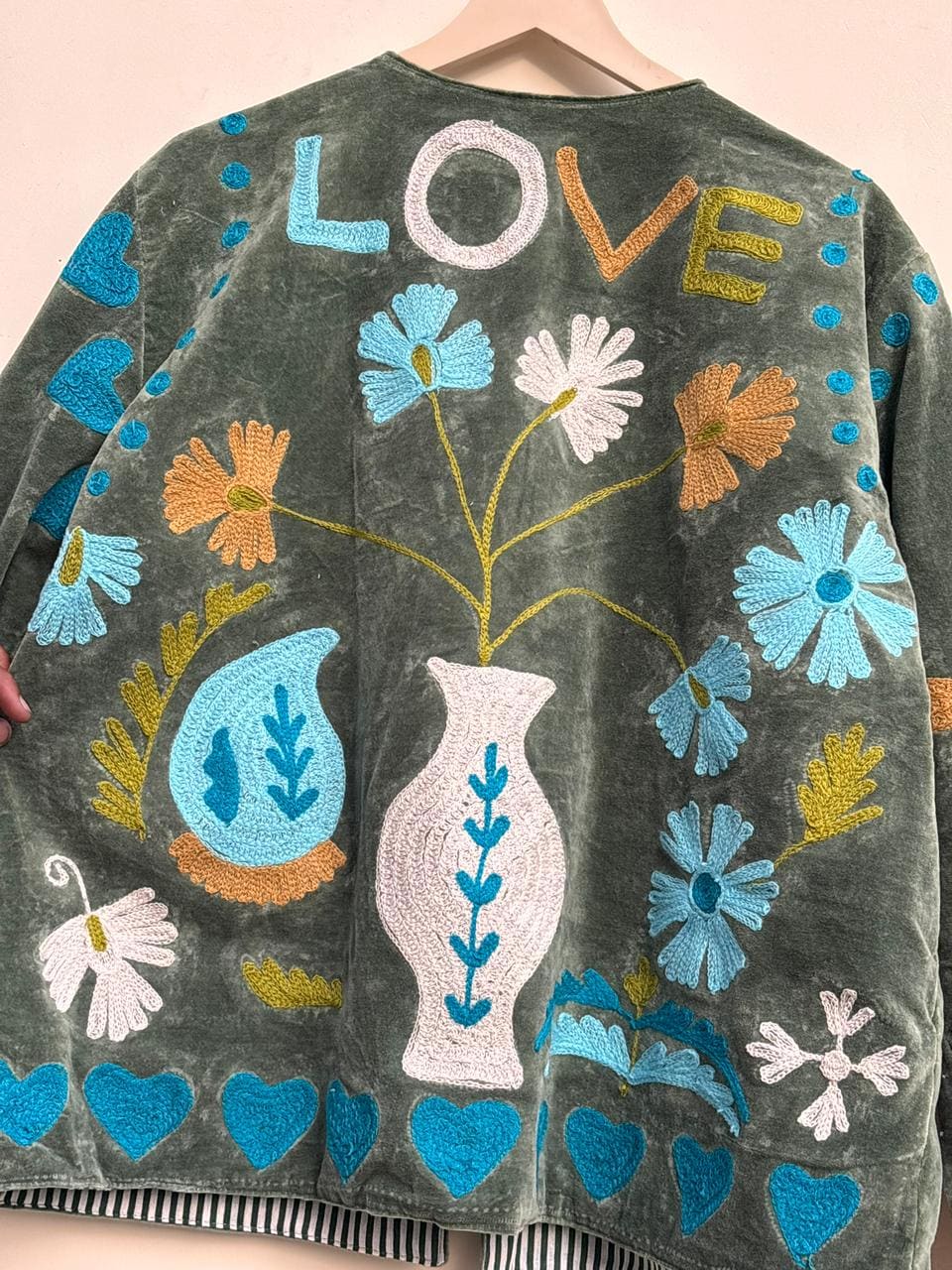 Suzani Velvet Jacket | Embroidered Coat | Traditional Coat | Cropped Jacket | Warm Winter Outerwear | Gift for Her | Bohemian Outerwear