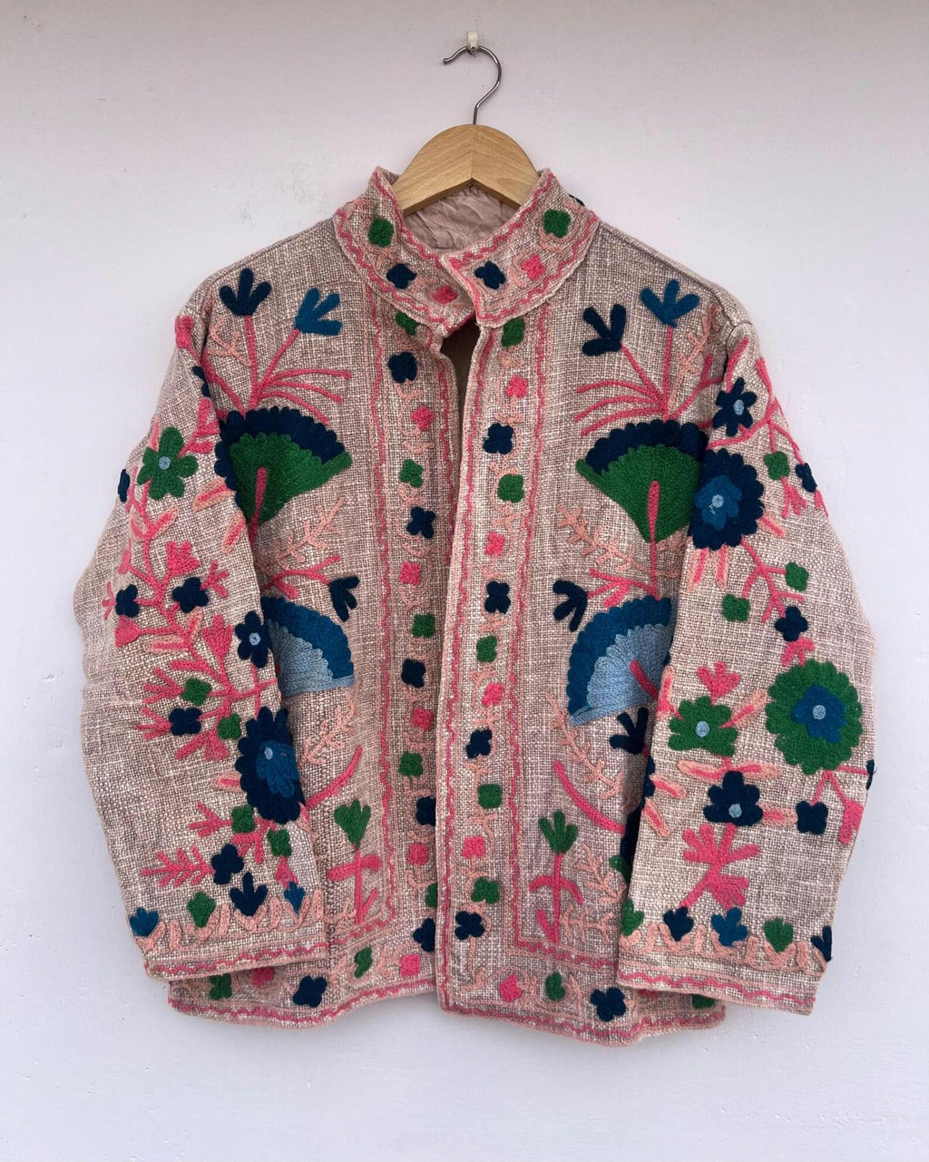 TNT Suzani Short Jacket – Embroidered Boho Jacket -Vintage Uzbek Textile - Floral Festival Coat | Bohemian Outerwear - Gift
