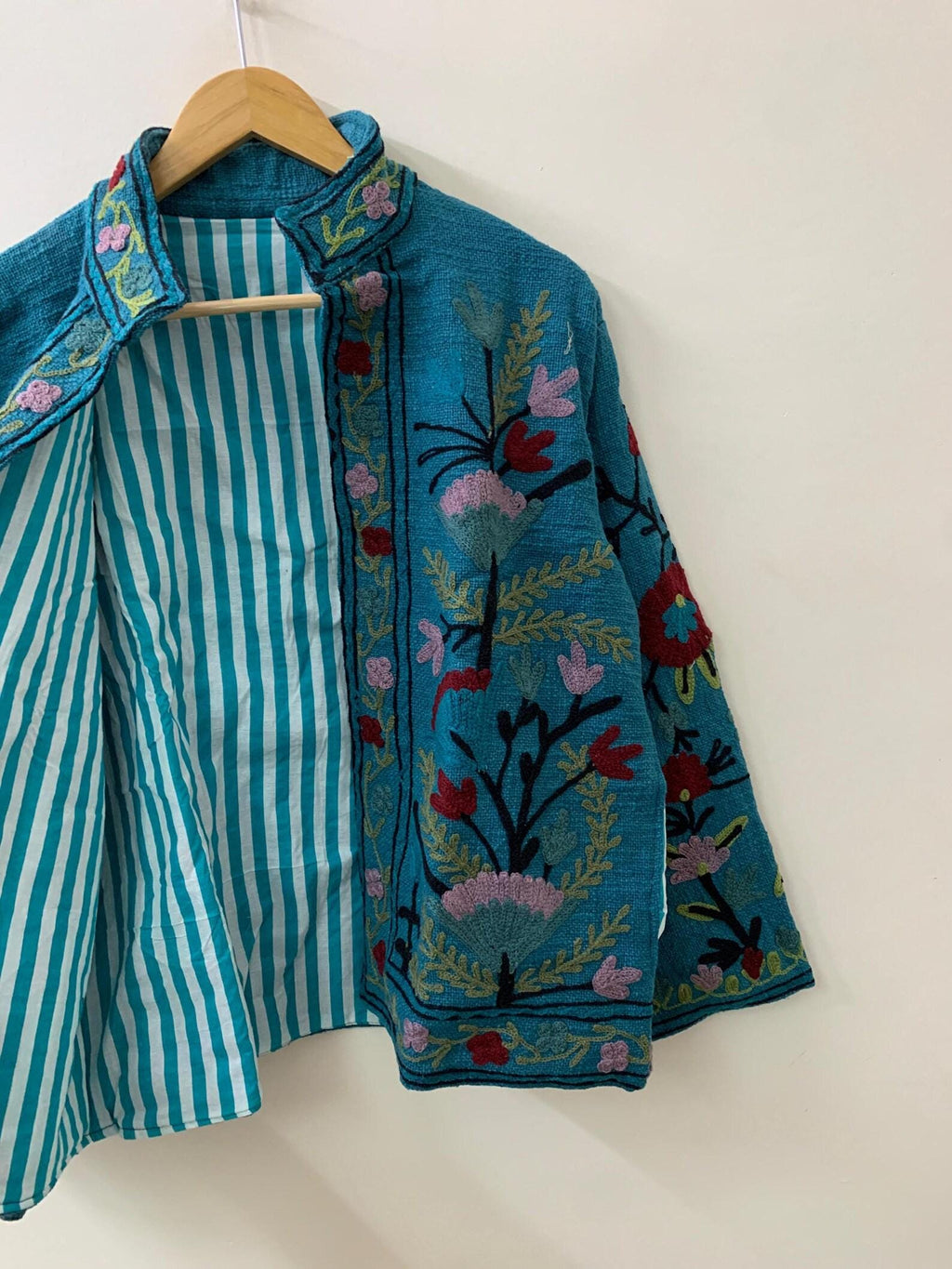Suzani TNT Fabric Short Spring Jacket | Duster Jacket | Button Winter Outerwear