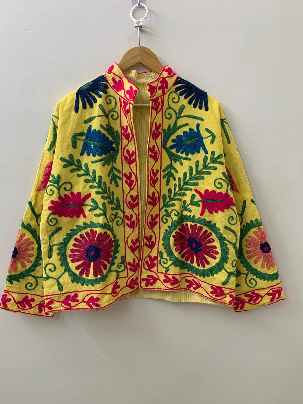 Hippie Cotton Vintage Suzani Short Jacket | Spring embroidery Jacket | Suzani Bomber Coat | Outerwear | Cotton Summer Jacket | Gift For Her
