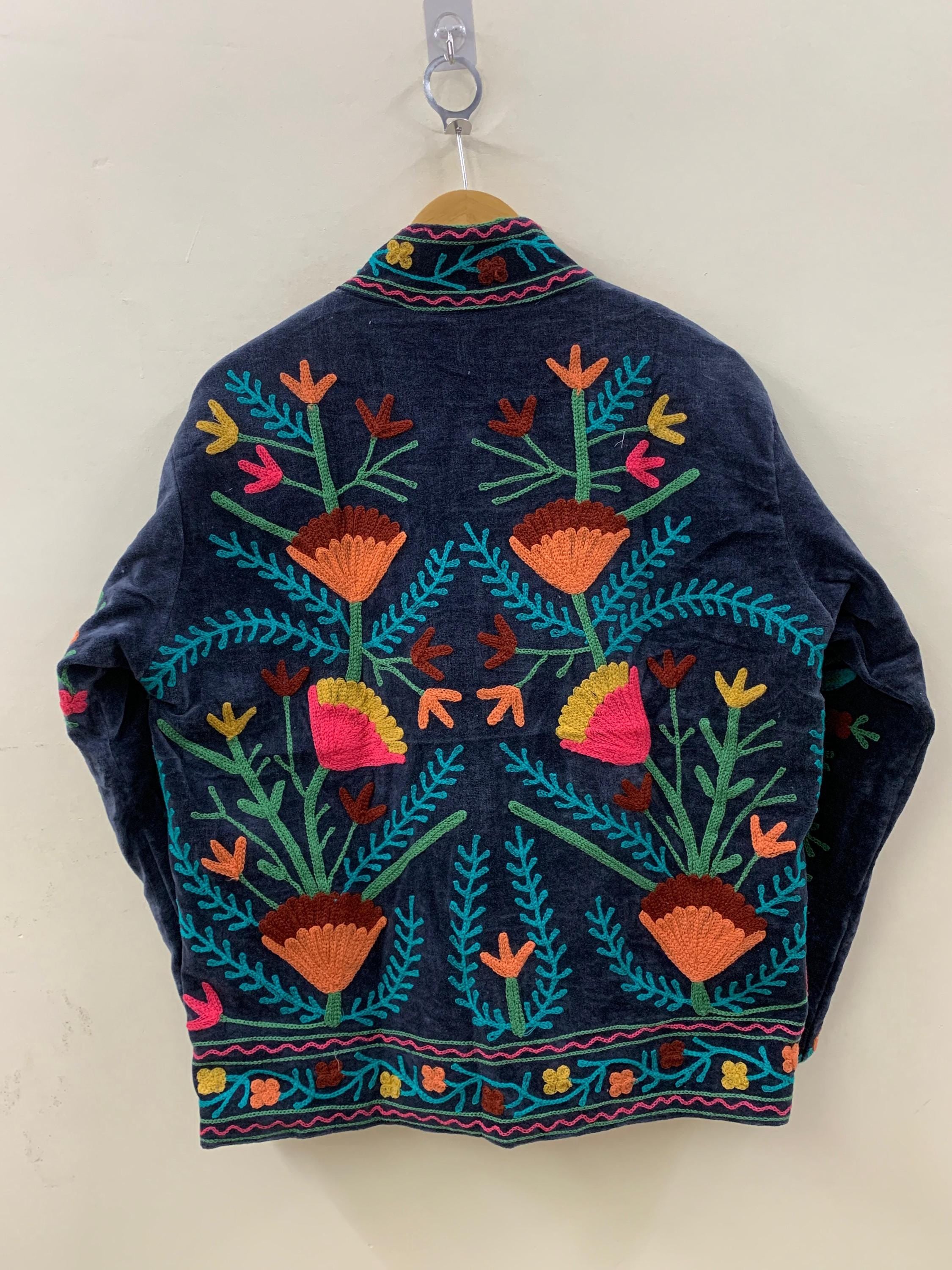 Bohemian Suzani Velvet Short Jacket | Suzani Embroidery Jacket | Winter Wear Women's Jacket Coat | Suzani Coat | Gift For Her |Duster Jacket