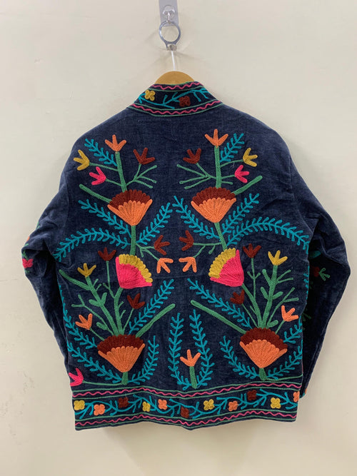 Bohemian Suzani Velvet Short Jacket | Suzani Embroidery Jacket | Winter Wear Women's Jacket Coat | Suzani Coat | Gift For Her |Duster Jacket