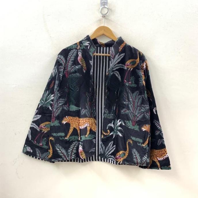 Printed Velvet Short Jacket | Suzani Embroidered Velvet Winter Jacket | Handmade Short Festival Coat | Winter Kimono Jacket | Gift For Wife