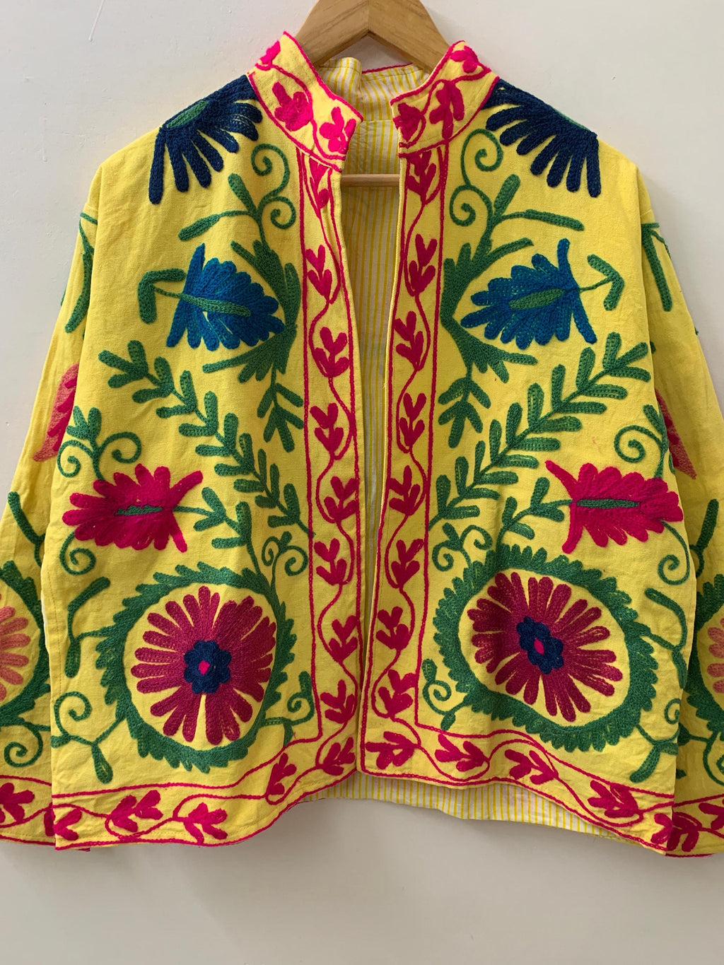 Hippie Cotton Vintage Suzani Short Jacket | Spring embroidery Jacket | Suzani Bomber Coat | Outerwear | Cotton Summer Jacket | Gift For Her