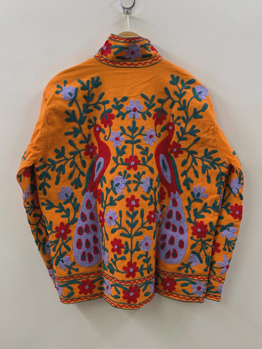 Handmade Cotton Suzani Jacket | Boho Embroidered Coat | Ethnic Floral Peacock Jacket | Colorful Festival Clothing | Bohemian Outerwear |Gift