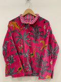 Palm Print Print Velvet Short Jacket | Front Open Jacket | Jungle Print Quilted Jacket Boho Style, Outerwear, Travel Jacket, Gift For Her