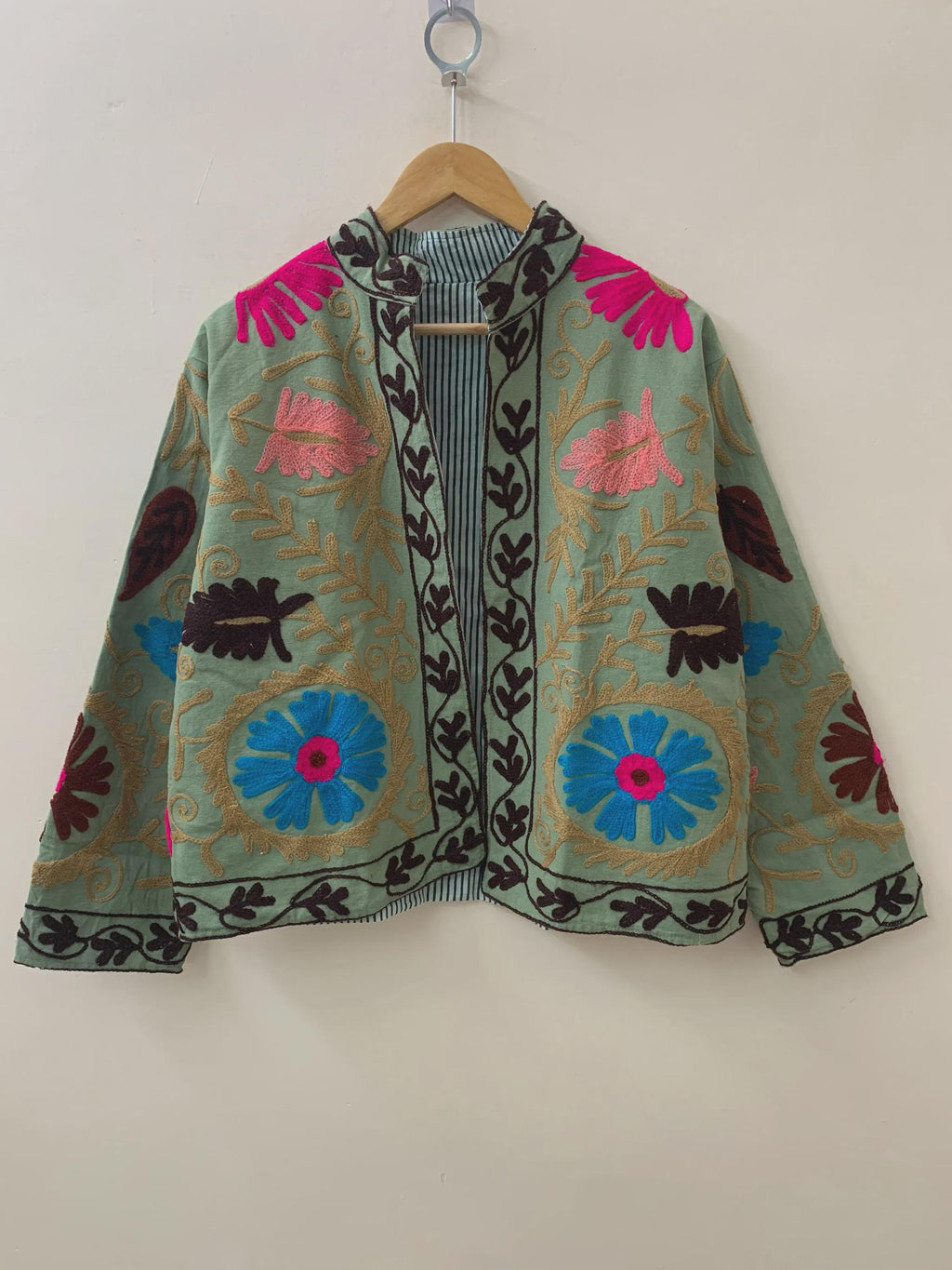 Winter Suzani Velvet Jacket | Embroidered Kimono Robe | Ethnic Vintage Outerwear | Unisex Duster Coat | Boho Jacket | Gift For Her