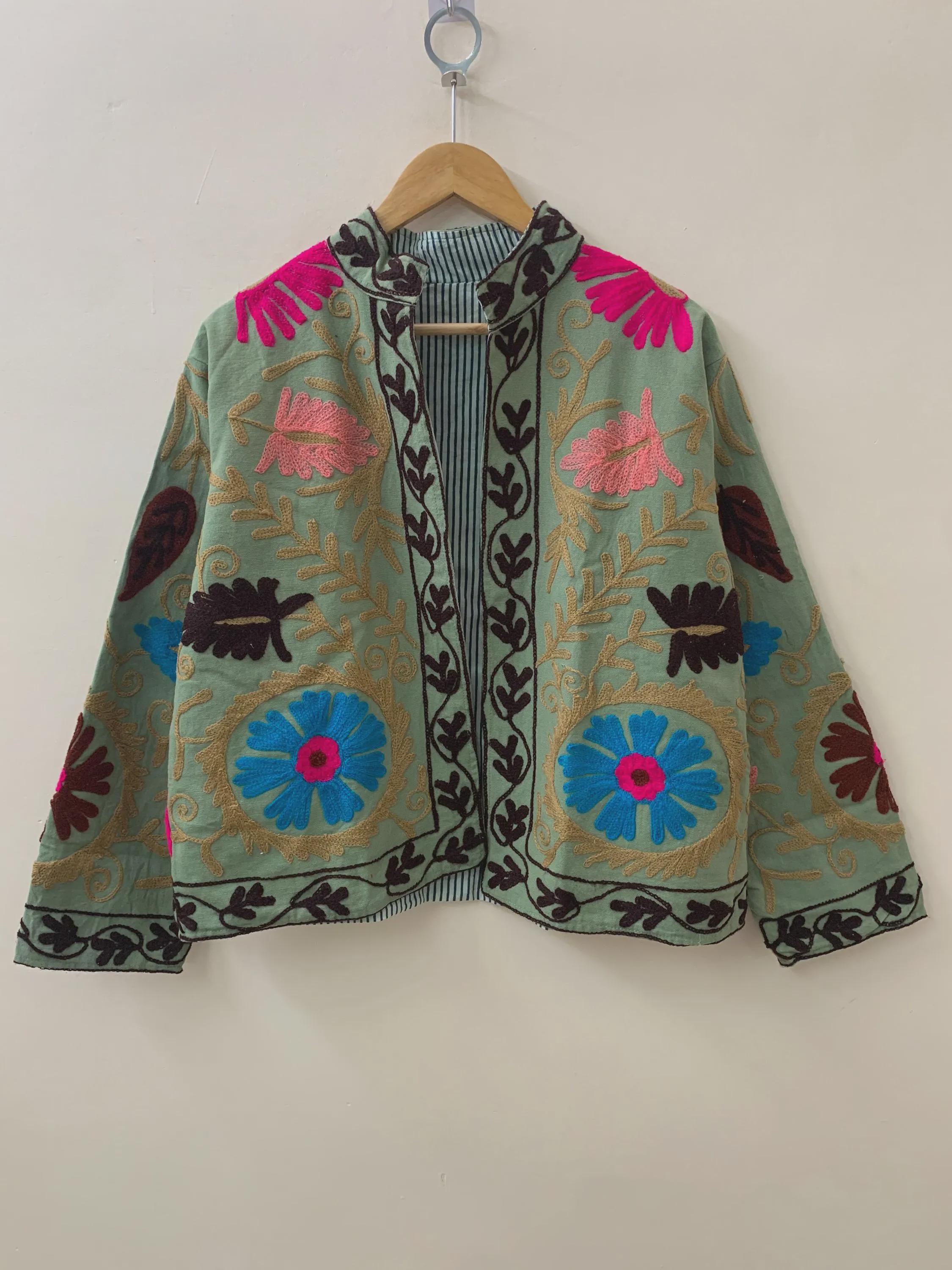Winter Suzani Velvet Jacket | Embroidered Kimono Robe | Ethnic Vintage Outerwear | Unisex Duster Coat | Boho Jacket | Gift For Her