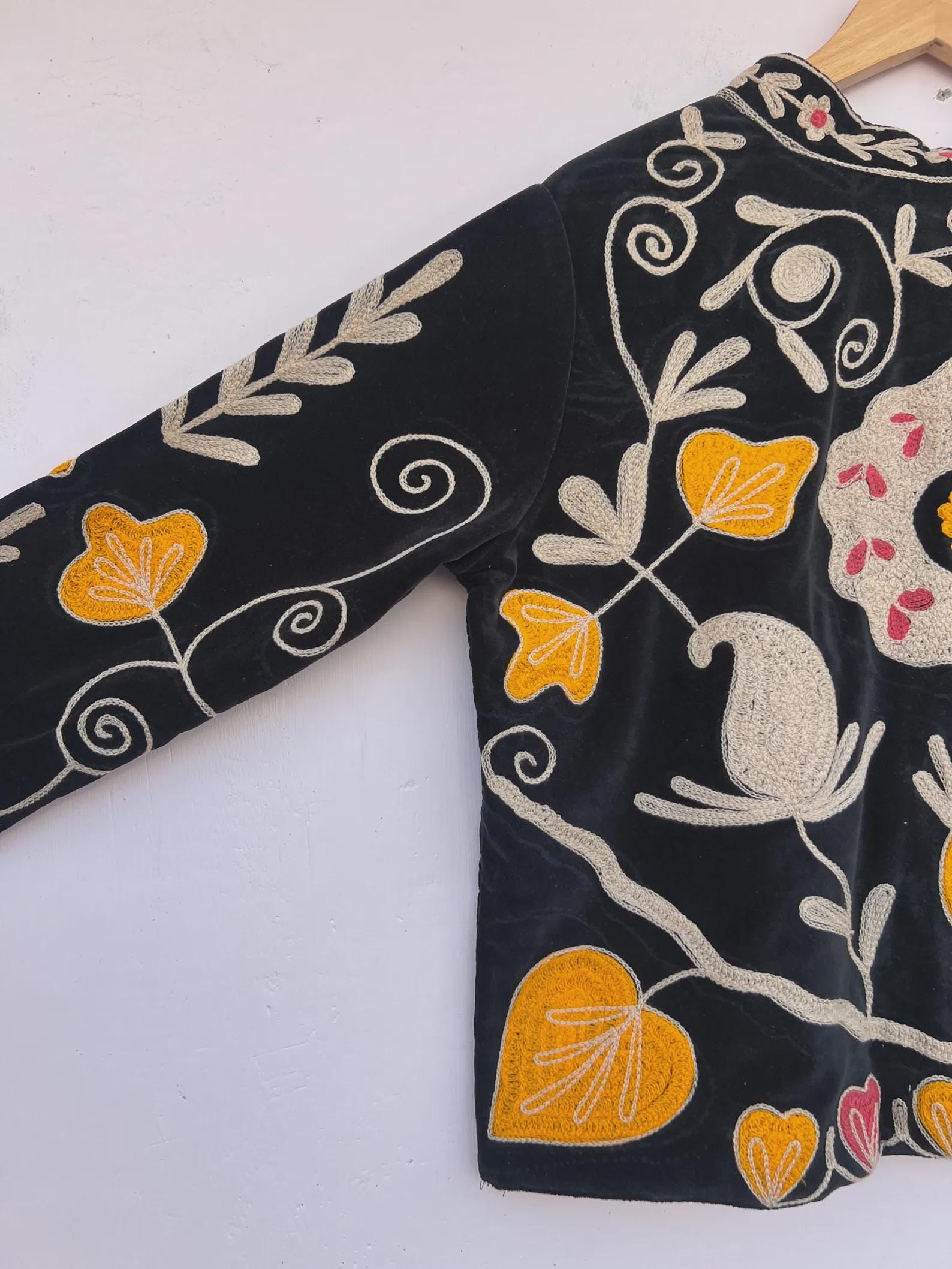 Velvet Suzani Embroidered Jacket | Boho Festival Coat | Gift For her