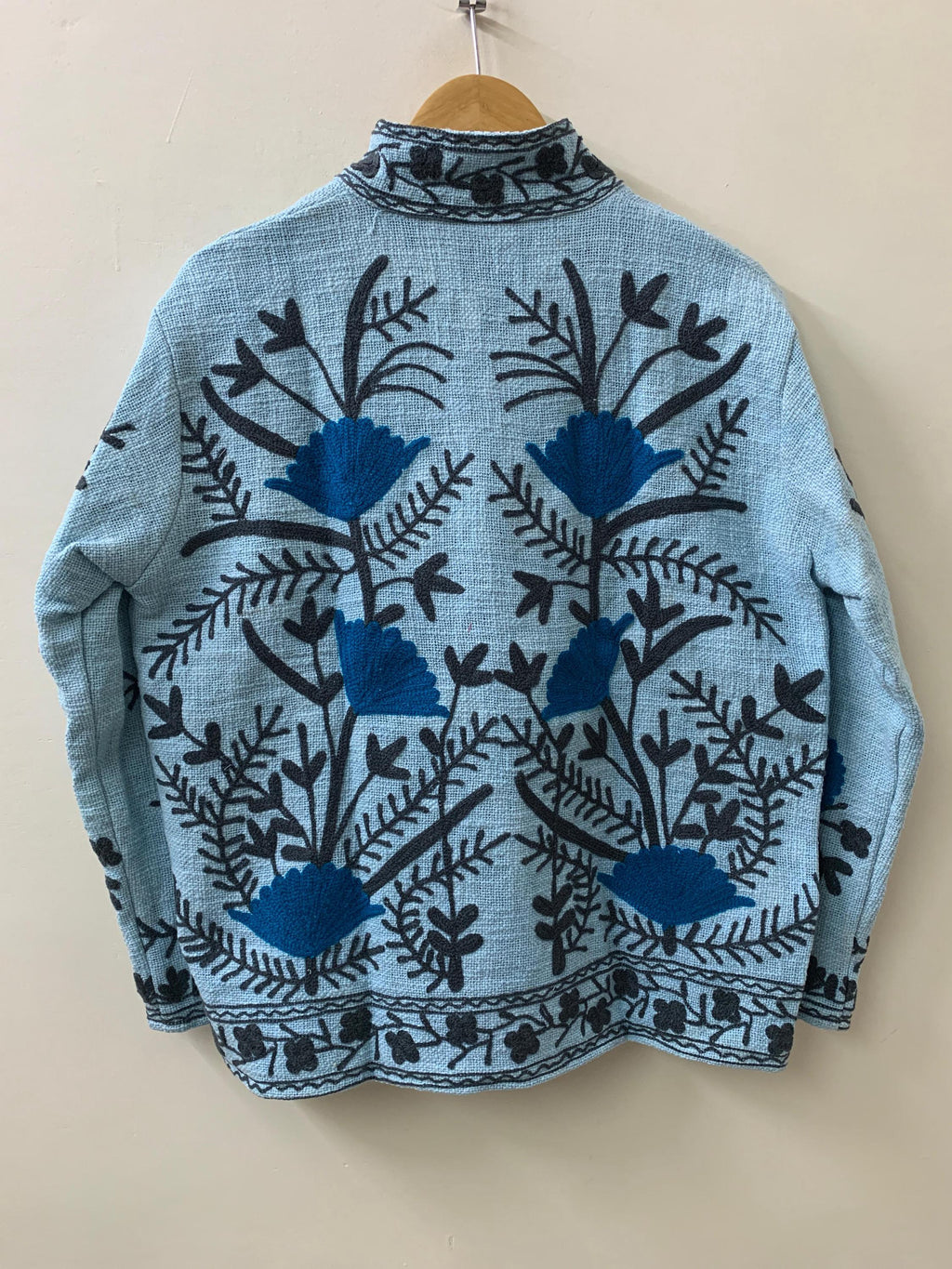 Blue Suzani TNT Jacket Women |Oversize Crop Jacket | Short Boho Jacket | Long Sleeve Jacket | Ethnic Jacket |Lightweight Coat | Gift for Her