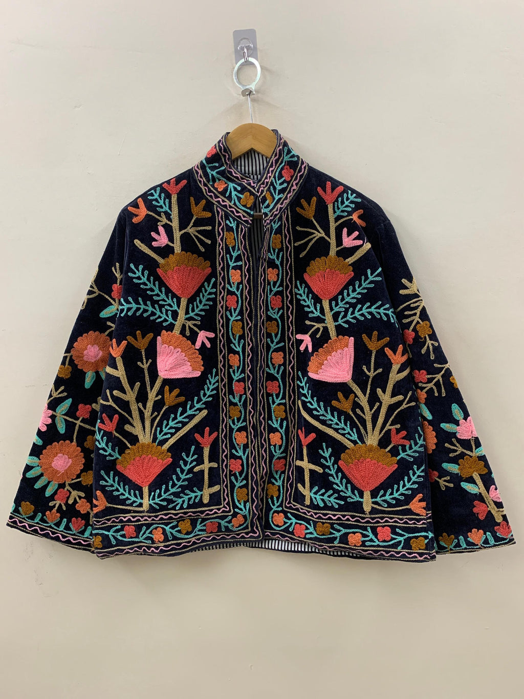 Suzani Velvet Short Jacket | Suzani Embroidery Jacket | Winter Wear Women's Jacket Coat | Suzani Coat | Gift For Her |Duster Indian Jacket