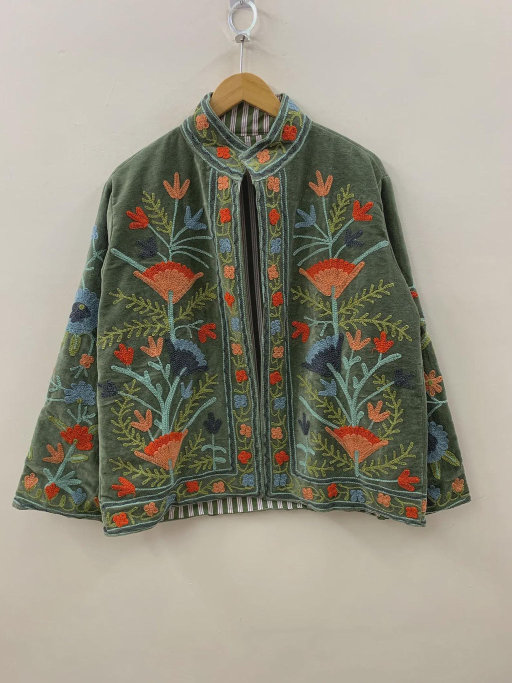 Floral Velvet Suzani Embroidery Jacket |Suzani Duster Jacket | Winter Kimono Jacket | Bomber Coat, Gift For Her | Street Fashion Jacket