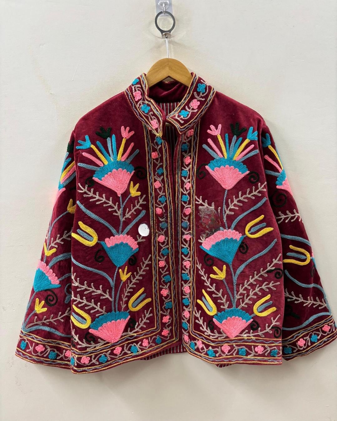 Handmade Suzani Embroidered Velvet Jacket | Bohemian Festival Coat | Traditional Ethnic Wear | Floral Artisan Jacket | Winter Outerwear