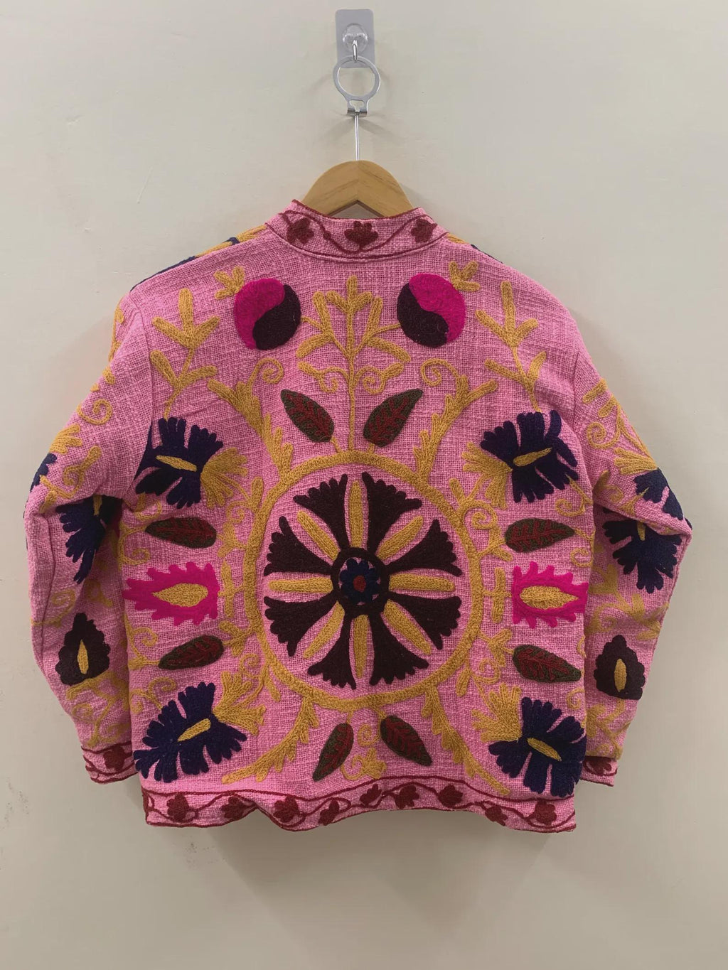 Floral Suzani TNT Fabric Short Jacket | Long Sleeve Spring Bomber Jacket | Gift For Her