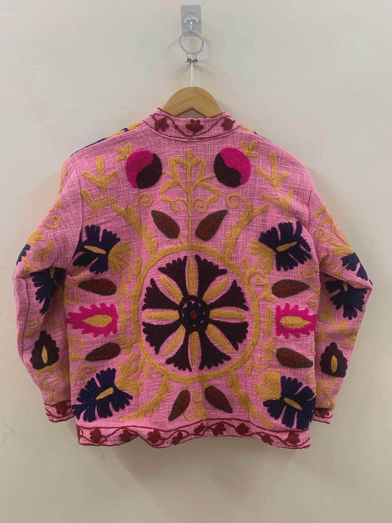 Floral Suzani TNT Fabric Short Jacket | Long Sleeve Spring Bomber Jacket | Gift For Her