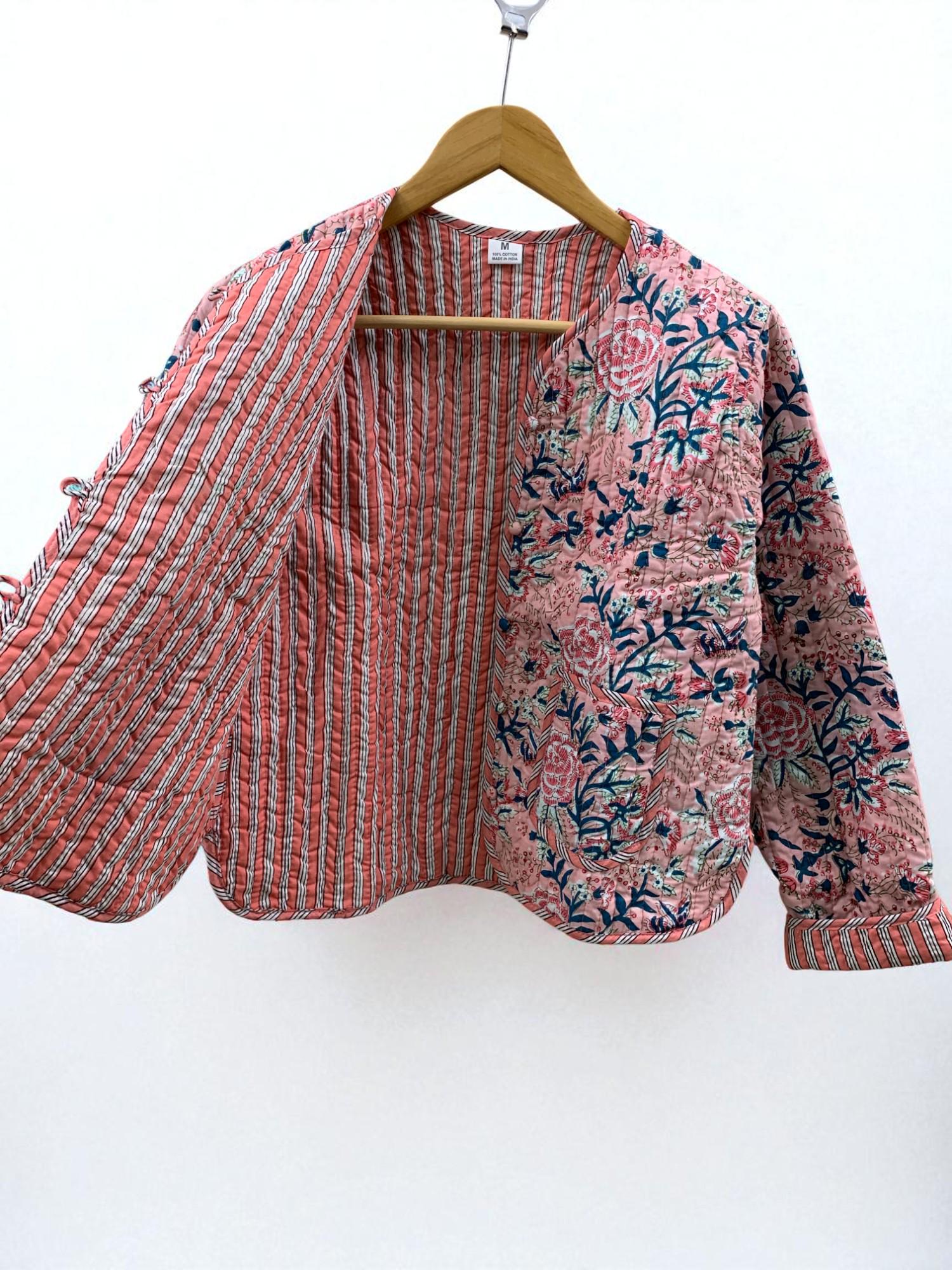 Women's Cotton Quilted Cropped Boho Jacket |Outerwear | Printed Lightweight Cropped Jacket | Spring Jacket | Bomber Jacket | Gift For Her |