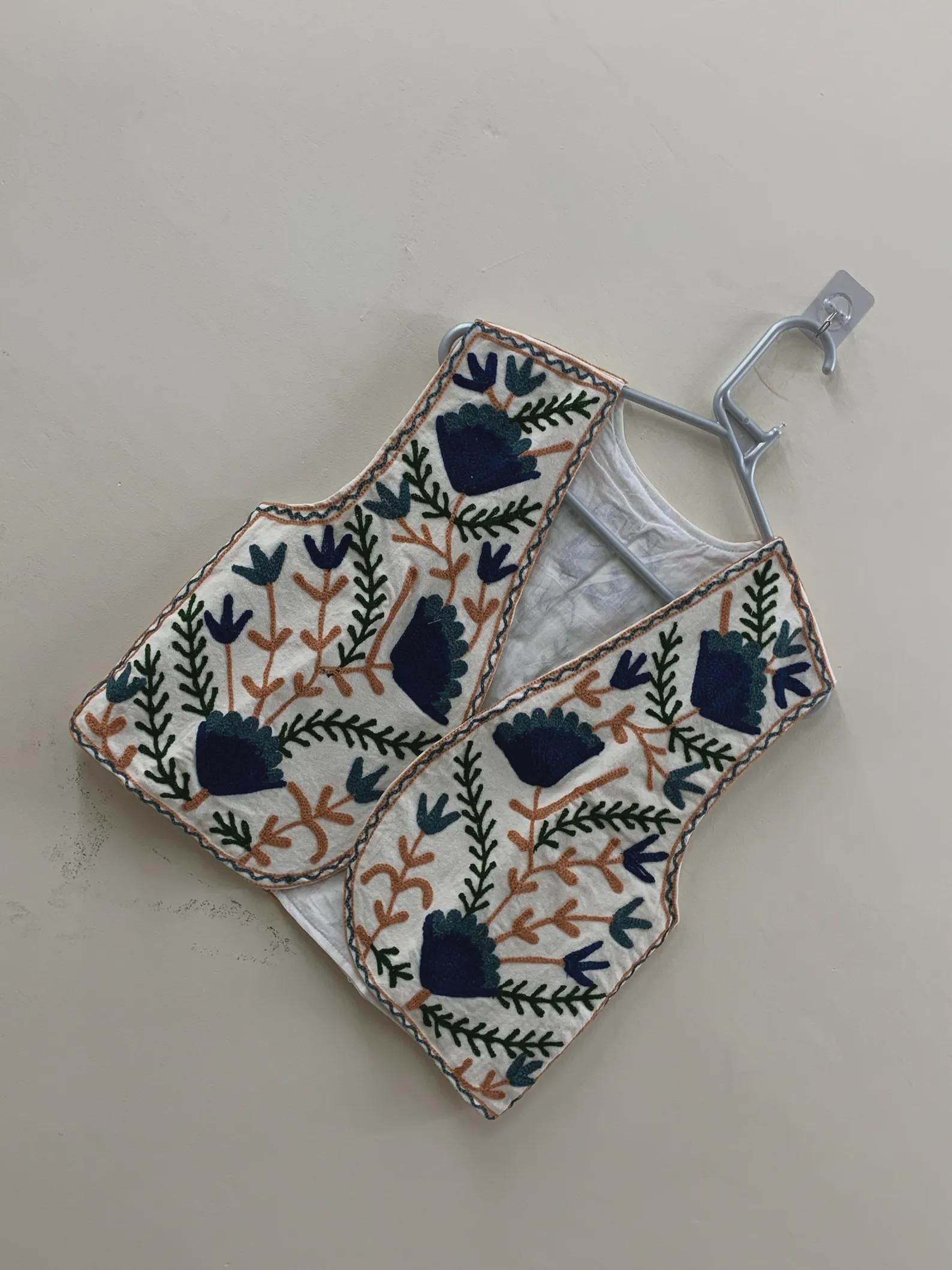 Boho Suzani Embroidered Vest | Handmade Floral Cotton Waistcoat | Vintage Ethnic Suzani Jacket | Festival Bohemian Vest | Gift for Her