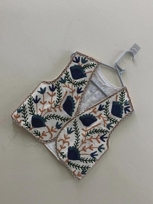 Boho Suzani Embroidered Vest | Handmade Floral Cotton Waistcoat | Vintage Ethnic Suzani Jacket | Festival Bohemian Vest | Gift for Her
