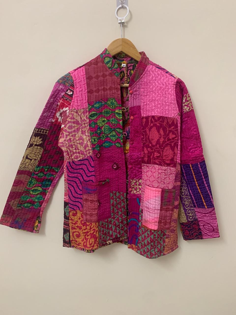 Handmade Silk Patchwork Jacket | Quilted Short Coat | Vintage Fabric Button-Up Jacket | Colorful Festival Outerwear | Bohemian Silk Jacket
