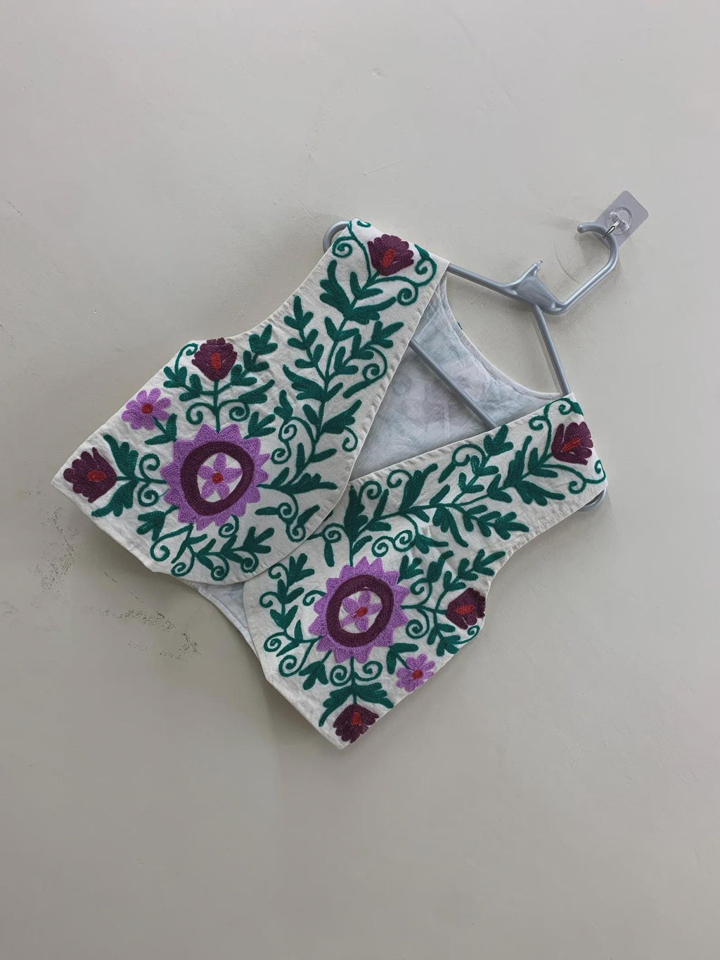 Suzani Embroidered Vest | Handmade Boho Floral Cotton Waistcoat | Vintage Ethnic Jacket | Festival Bohemian Vest | Gift for Her