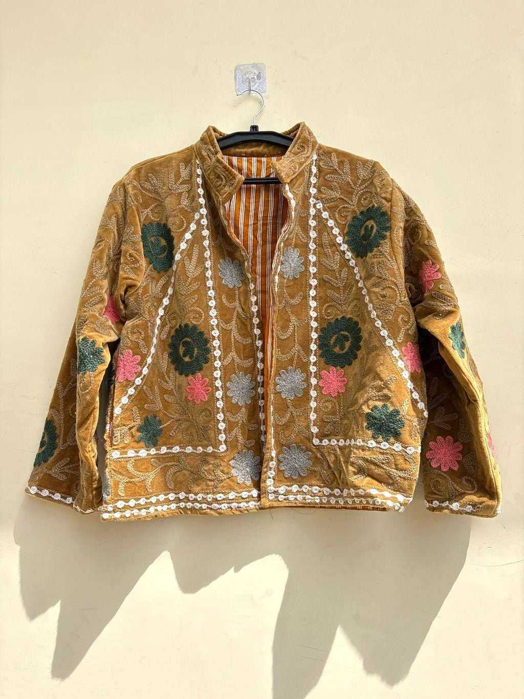 Velvet Suzani Jacket | Floral Embroidery Jacket  | Bohemian Coat | Warm Winter Coat | Artisanal Outerwear | Gift For Her | Cropped Coat