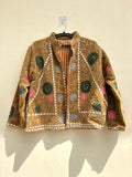 Velvet Suzani Jacket | Floral Embroidery Jacket  | Bohemian Coat | Warm Winter Coat | Artisanal Outerwear | Gift For Her | Cropped Coat