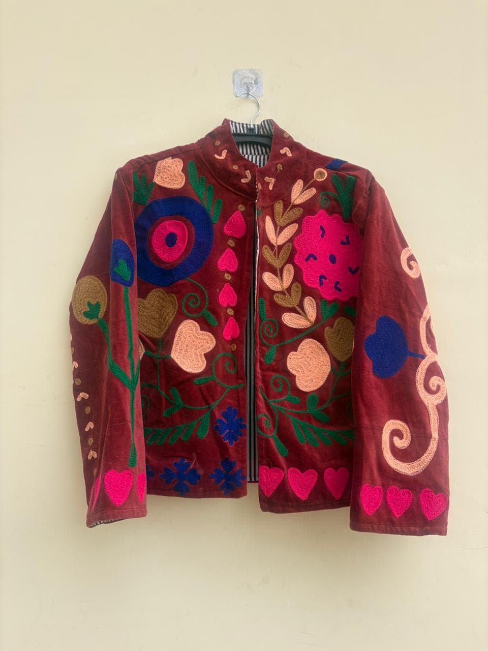 Handmade Suzani Velvet Jacket | Traditional Boho Jacket | Embroidered Jacket Coat | Ethnic Kimono Jacket | Gift for Her | Artisan Jacket