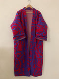 Handmade Canvas Cotton Kimono Long Jacket |Hand Embroidered Robe |Boho Clothing | Artisan Statement Piece Kimono | Loungewear Spring Kimono