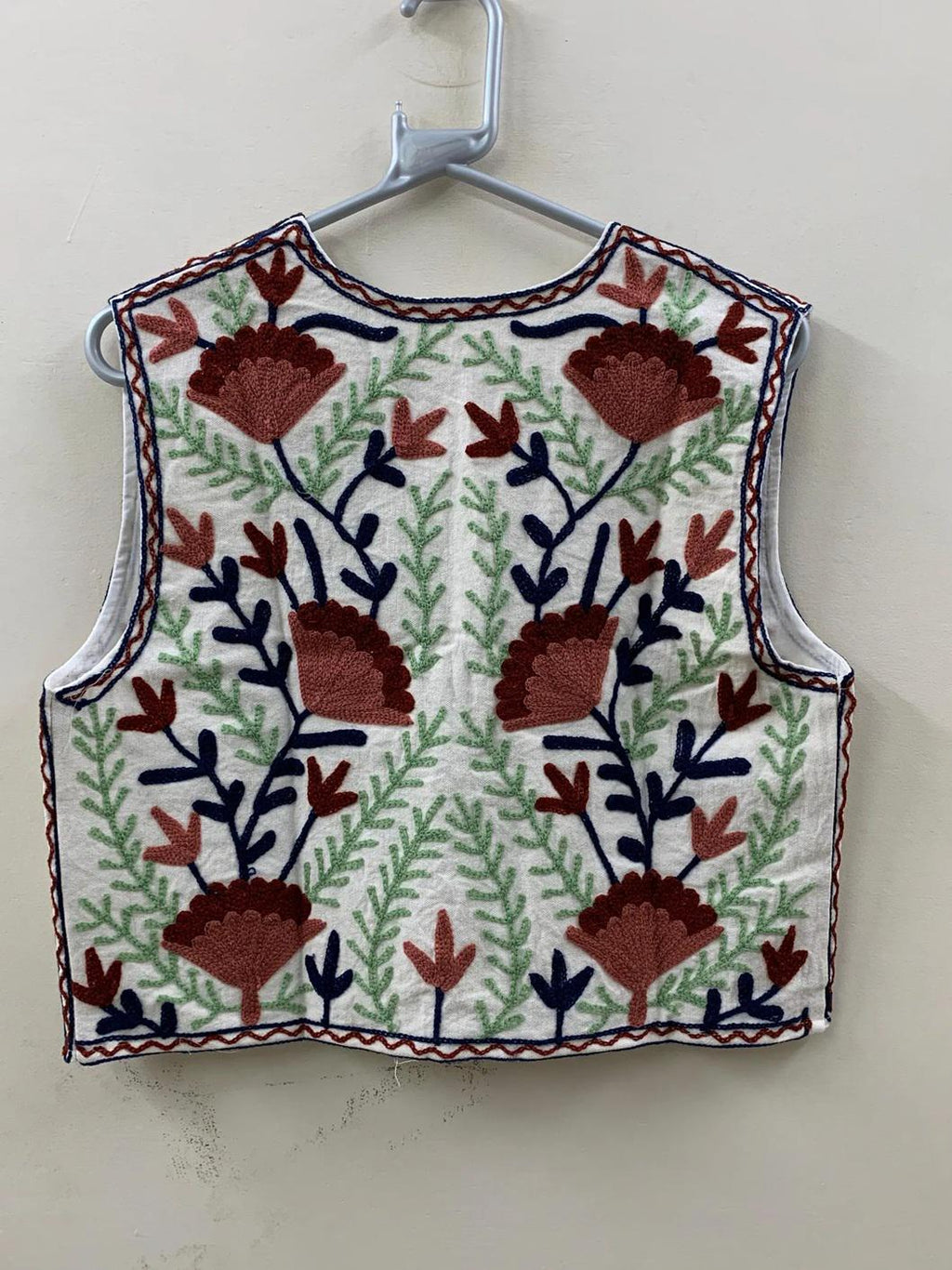 Vintage Suzani Embroidered Vest | Handmade Boho Floral Waistcoat | Uzbek Suzani Jacket | Festival Layering Vest | Gift for Her