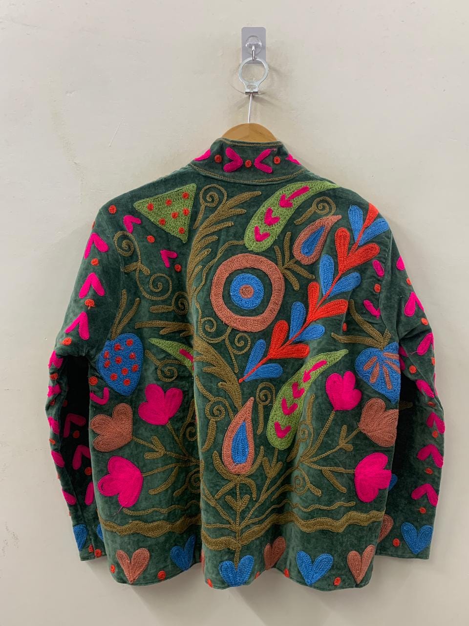 Handmade Suzani Embroidered Velvet Jacket | Bohemian Festival Coat | Gift For Her | Duster Outerwear | Statement Jacket | Artisan Jacket