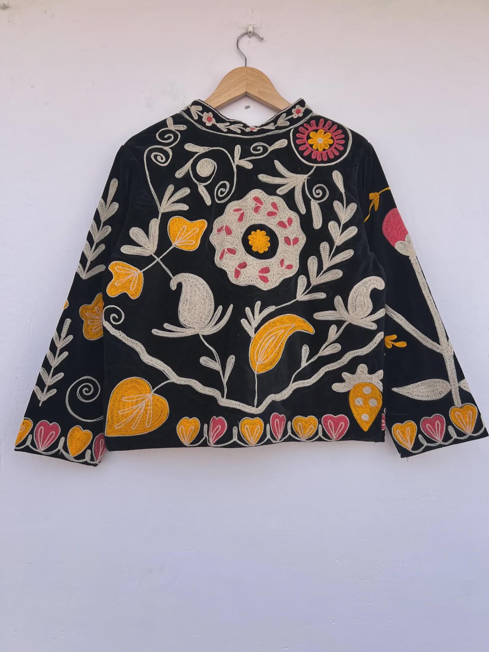 Velvet Suzani Embroidered Jacket | Boho Festival Coat | Gift For her