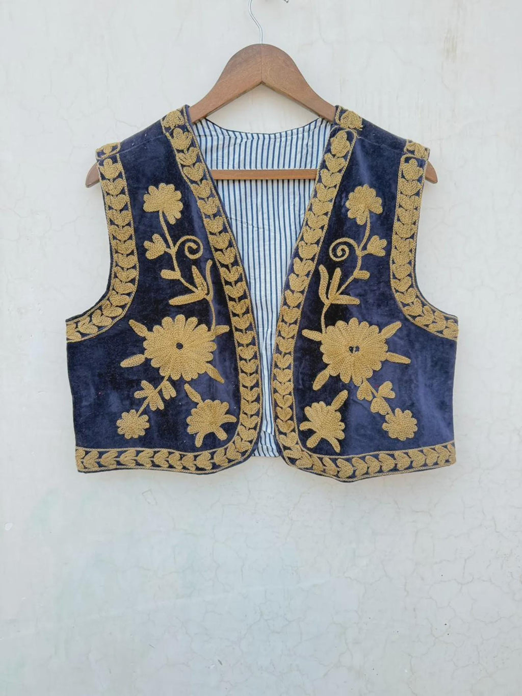 Hand-Embroidered Floral Velvet Vest | Sleeveless Boho Suzani Jacket | Handmade Bohemian Women’s Waistcoat Vest