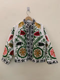 Handmade Suzani Embroidered Short Jacket | Vintage Uzbek Floral Coat